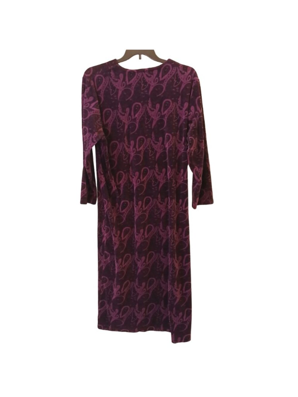 Charter Club Intimates Medium Velour Long Robe Purple Paisley Zipper #C-36 - Picture 3 of 10